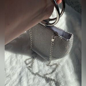 Elegant Silver Chain Evening Bag